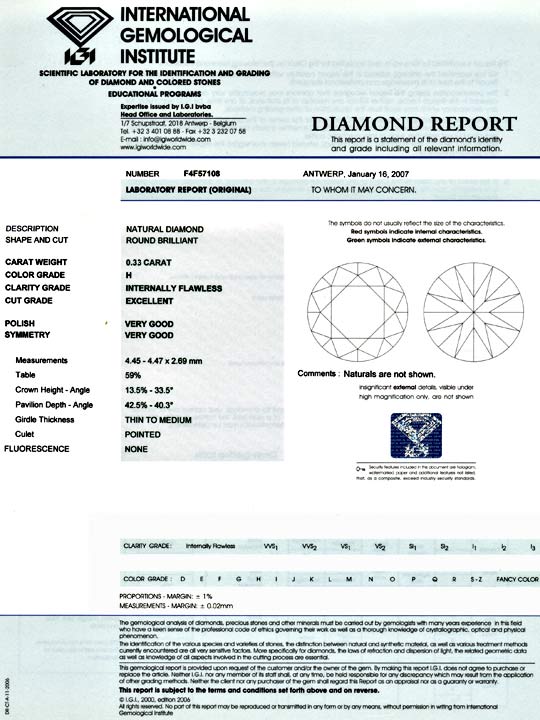 Foto 9 - Diamant 0,33 IGI H Lupenrein Excellent Very Good, D5859