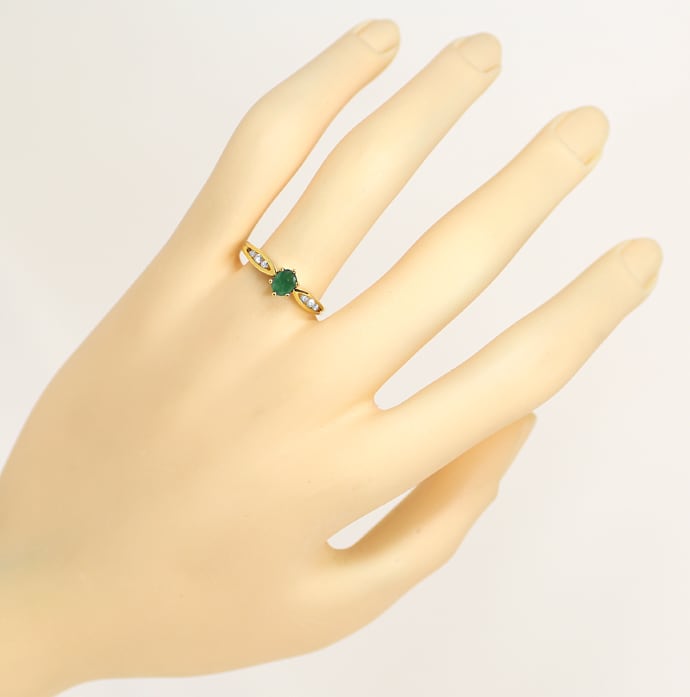 Foto 4 - Damenring mit Smaragd und Diamanten 14K Gelbgold, Q1512