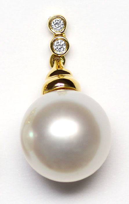 Foto 2 - Wunderschoene 10 mm Suedsee Perlen Brillant-Ohrhaenger, S1158