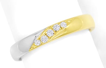 Foto 1 - Diamantring mit 5 Brillanten Gelbgold-Weißgold Bicolor, S1324