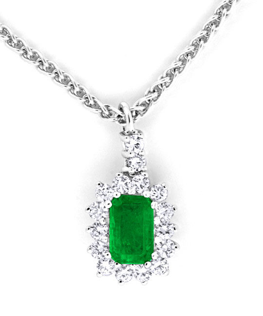 Foto 2 - Collier Traum Smaragd 0,39ct Diamanten 18K Weiss, S8853