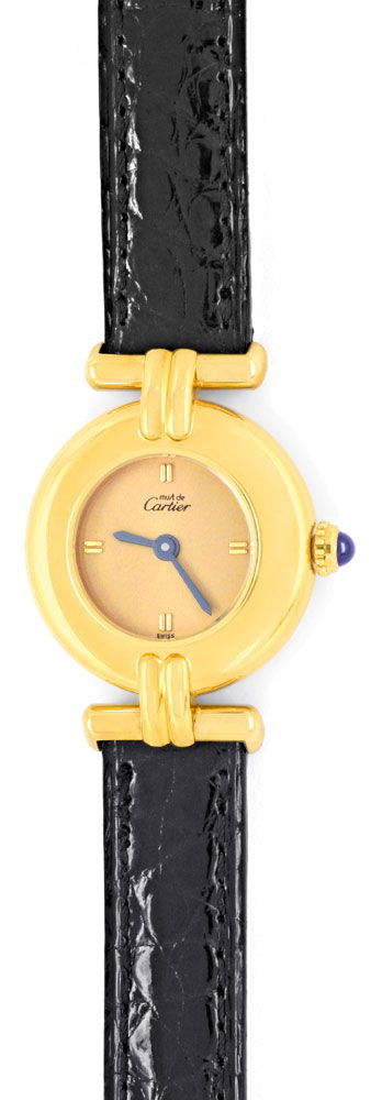 Foto 2 - Cartier Colisee Damen Golden Kroko Faltschliesse Topuhr, U1318